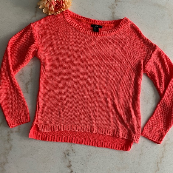H&M Sweater in Bright Coral Orange